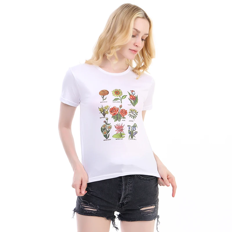 Новая эстетическая футболка в стиле Харадзюку сексуальные топы с цветочным