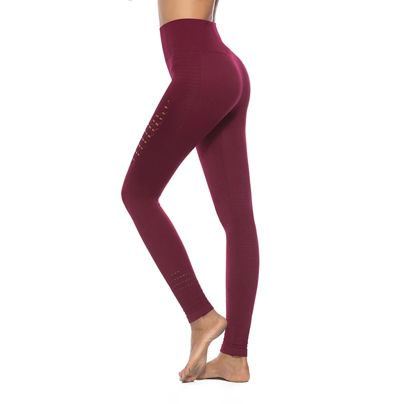 Женские штаны для йоги с высокой талией подъёмом сетчатые лоскутные леггинсы