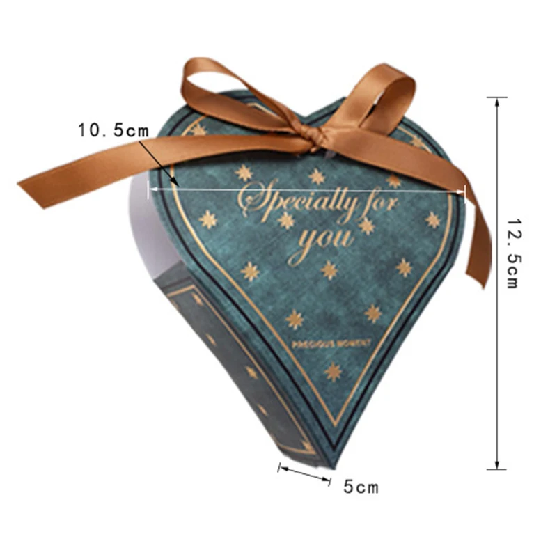 

10Pcs Heart Shape Candy Box Chocolate Cookies Goodies Gift With Ribbon Wedding Favor Paper Box Handmade Christmas Halloween