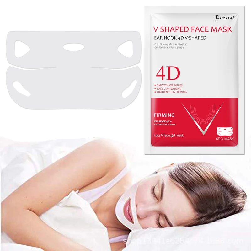 PUTIMI 4D Double V Shaped Face Mask Lifting Ear Hook Hydrogel Line Sheet Slimming Chin Check Neck Lift Anti Wrinkle | Красота и