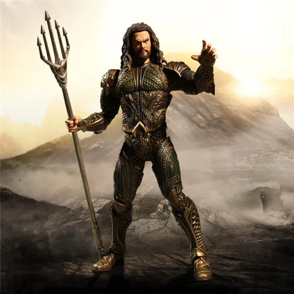 Аниме 20 см Лига Справедливости Aquaman Atlantis Trident of Neptune 6 дюймов Commoner подвижная ПВХ