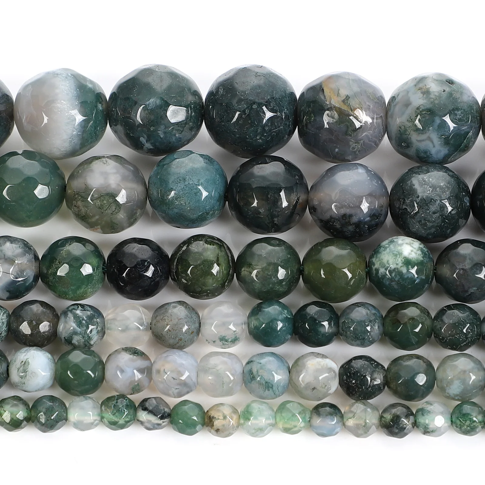 

4/6/8/10/12mm Round Faceted Natural Stone Beads For Jewelry Making DIY Green Agate Loose Spacer Beads Bracelet Necklace Handmade