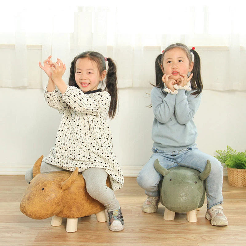 Современные табуретки с животными слон корова динозавр дерево маленький табурет