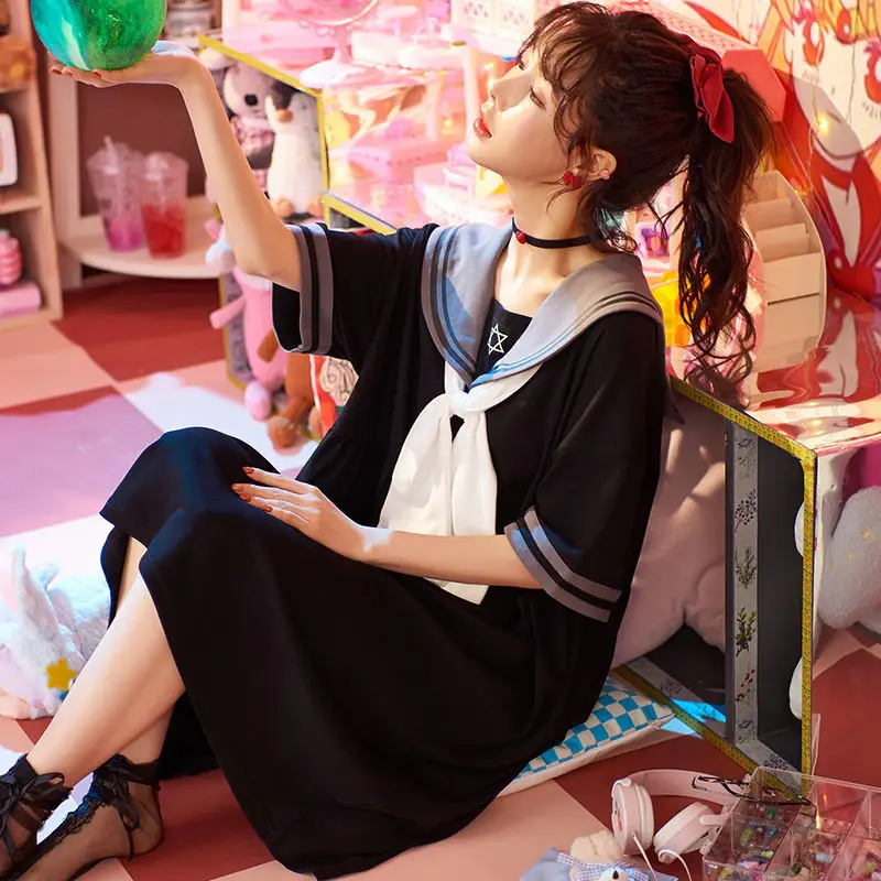 Женские кавайные рубашки для сна базовые удобные японские мешковатые ночные