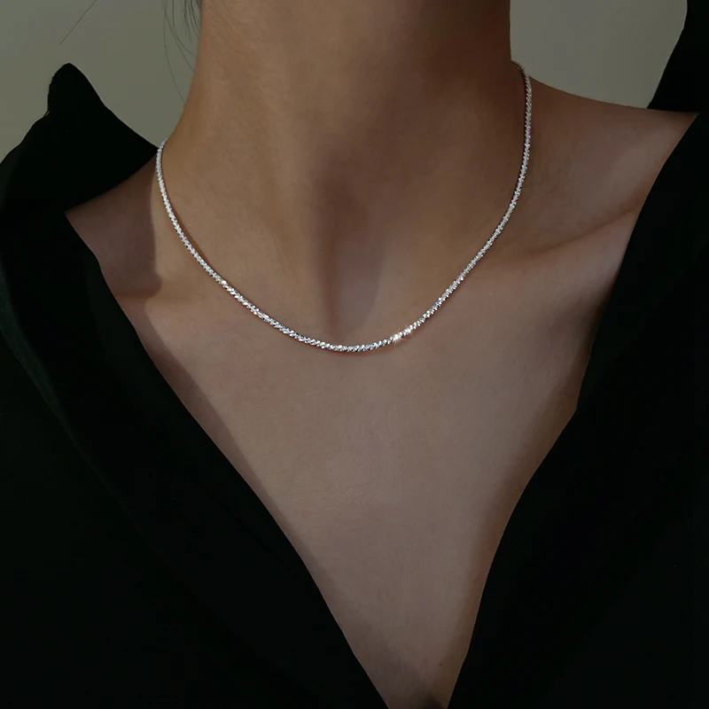 

Flashbuy Hot Selling Silver Color Chain Choker Necklace for Women Male Fashion Copper Metal Necklace Minimalist Jewellery Teen