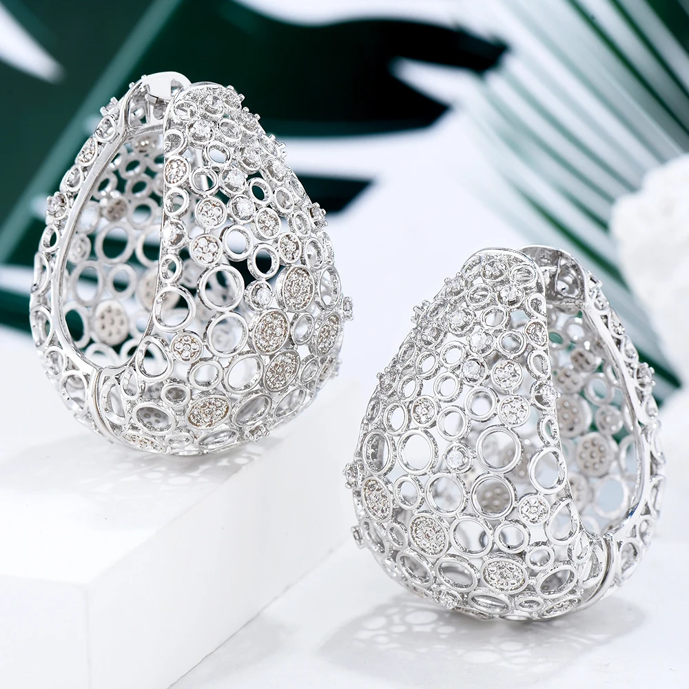 Женские серьги-кольца GODKI элегантные серьги с полым/широким фианитом | Украшения