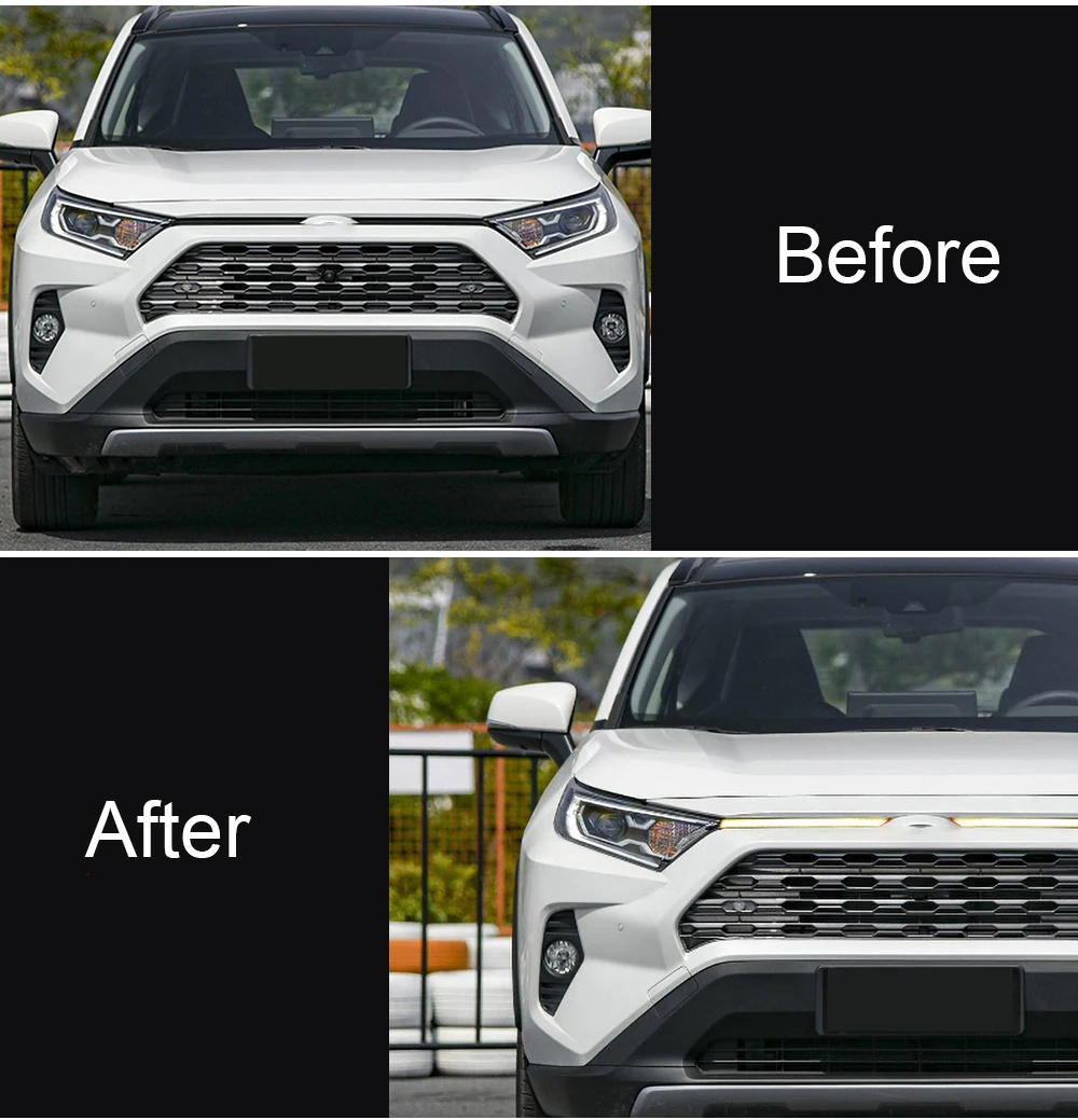 

Turn Signal Running Yellow Car LED Daytime Running Lights 12V LED Daylight DRL for TOYOTA RAV4 2019 2020 Engine Hood Lights
