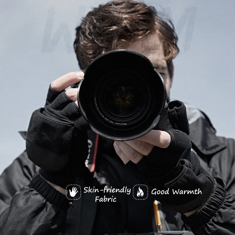 Зимние флисовые теплые перчатки мужские откидные с сенсорным экраном бархатные