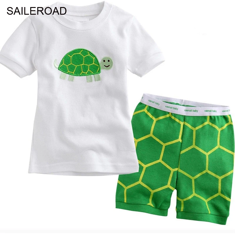 

SAILEROAD Children's Cute Summer Short Sleeves Pajamas Tortoise Pyjamas Boys Cartoon Monkey Home Wear Kids Pijama Sleepwear
