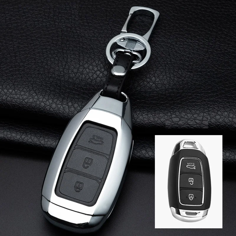 Цинковый сплав + кожаный автомобильный чехол для брелка с ключом цепи Hyundai i30 Ix35