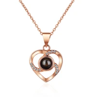 wangaiyao projection love heart necklace female net red douyin same paragraph one hundred languages i love you clavicle pendant