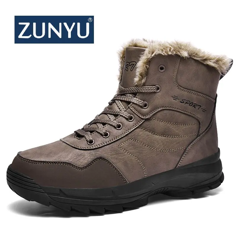 ZUNYU/новые зимние мужские Нескользящие рабочие ботинки плюшевые теплые