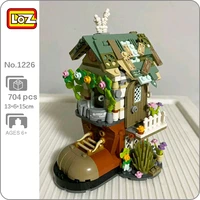 loz 1226 forest cabin shoe house rabbit animal flower tree 3d model diy mini blocks bricks building toy for children no box