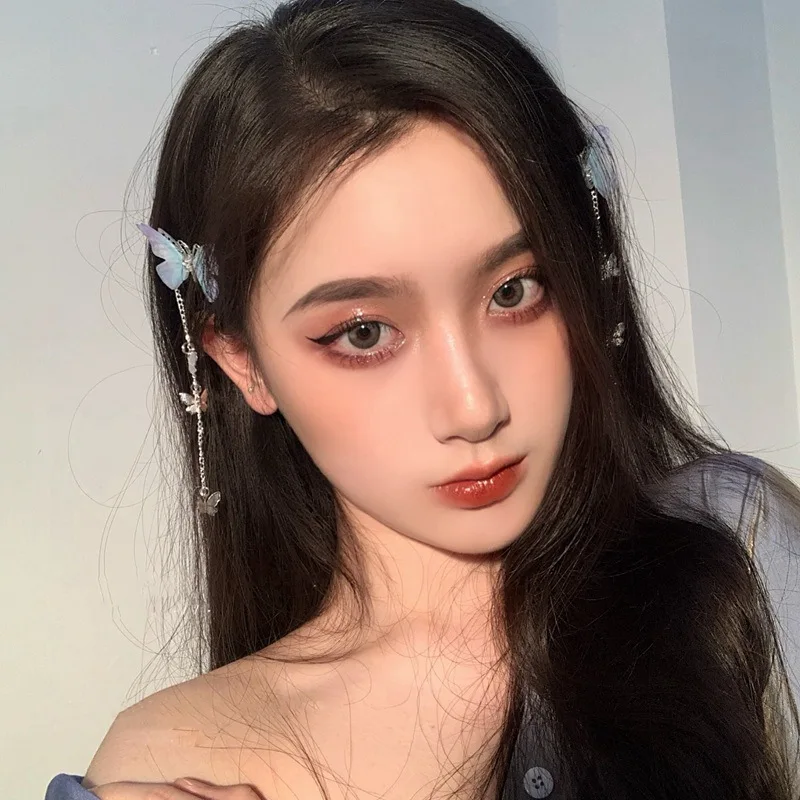 Женские заколки для волос MENGJIQIAO длинные металлические заколки-бабочки в