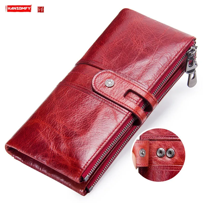 

New fashion soft leather Women Wallet leather casual card holder long purses first layer cowhide women's clutch bags