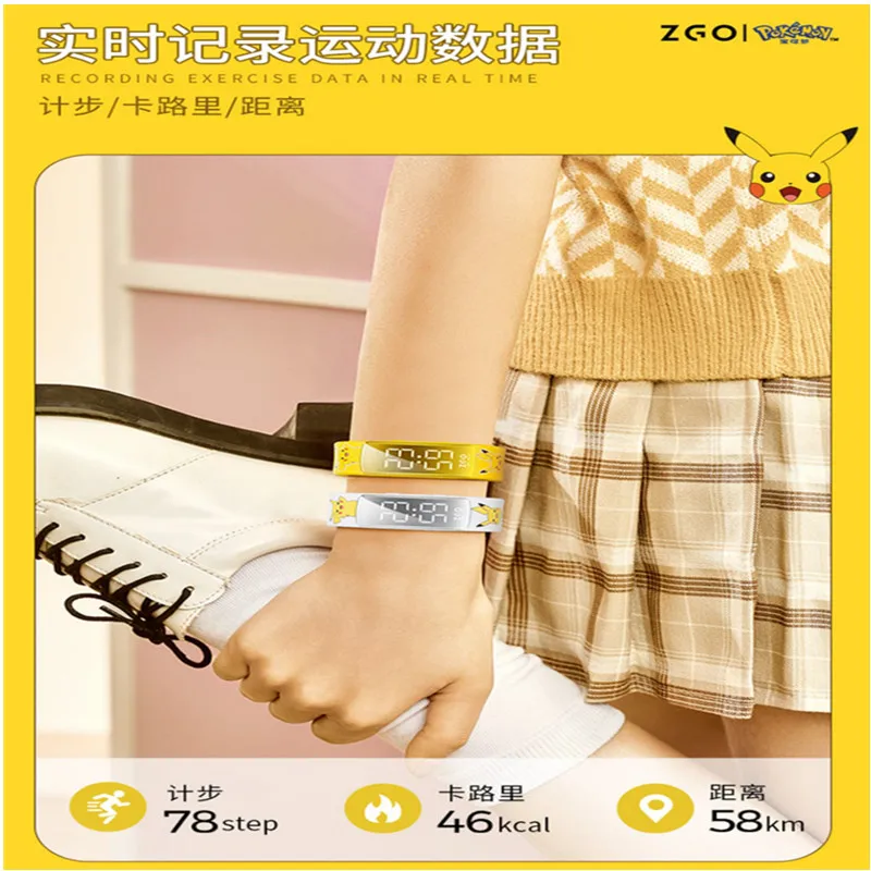 

Smart Authentic Pokmon Pikachu Wrist Cartoon Electronic Watch Real-Time Record Sports Data Boy And Girl Gift Toys Original Boxs