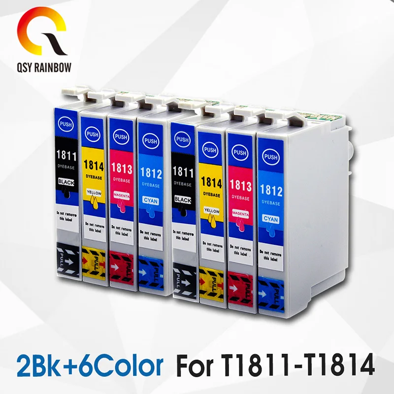 

QSYRAINBOW X8 18XL Ink Cartridge Compatible for Epson 18 XL T1811 XP-415 XP-30 XP-102 XP-202 XP-205 XP-302 XP-305 XP-402 Printer