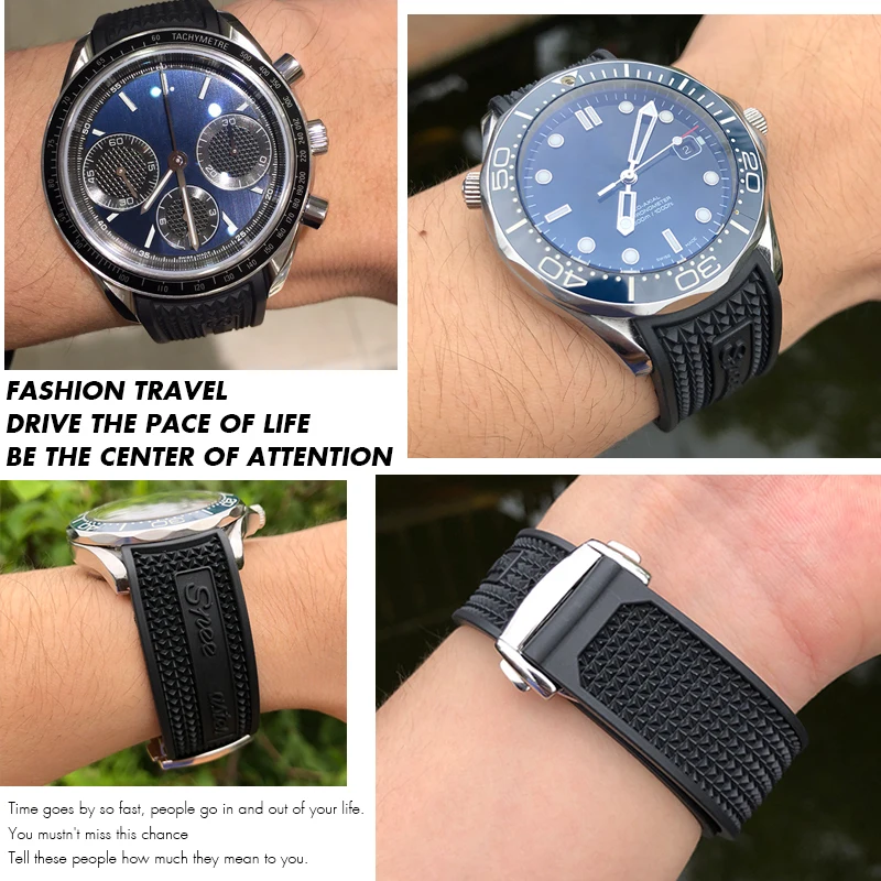 Rubber Watchband 22mm 20mm 19mm 21mm Watch Strap Fit for Omega Speedmaster Heritage Seamaster Silicone Waterproof Sport Bracelet