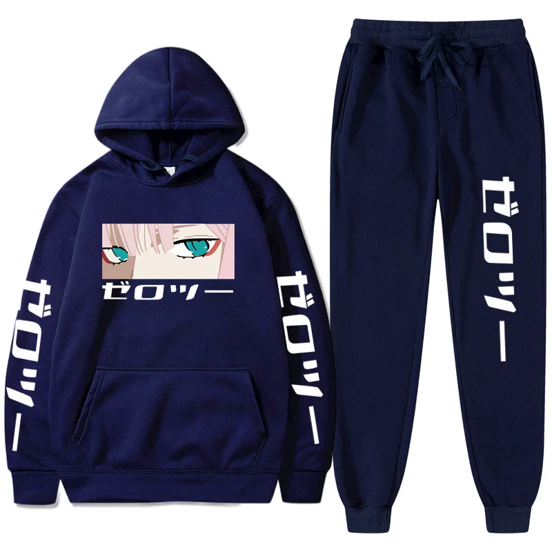 

Autumn Winter New Hip Hop Funny Japanese Anime Cartoon Print Plus Fleece Casual Sets Men Hoodies Sweatshirts Fashion Hoody Suit