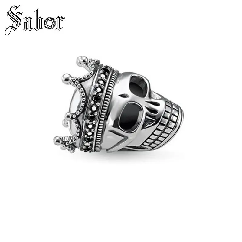 Посеребренные бусины в виде черепа короля самые модные сделай сам кармы для