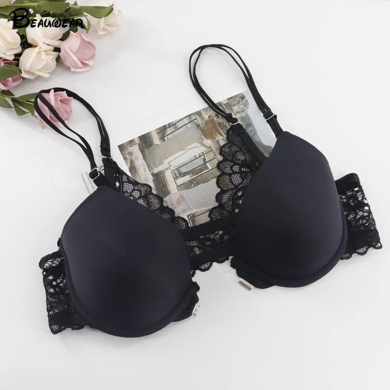 Beauwear застежка спереди Совок пуш ап бюстгальтеры мягкий бюстгальтер на косточках