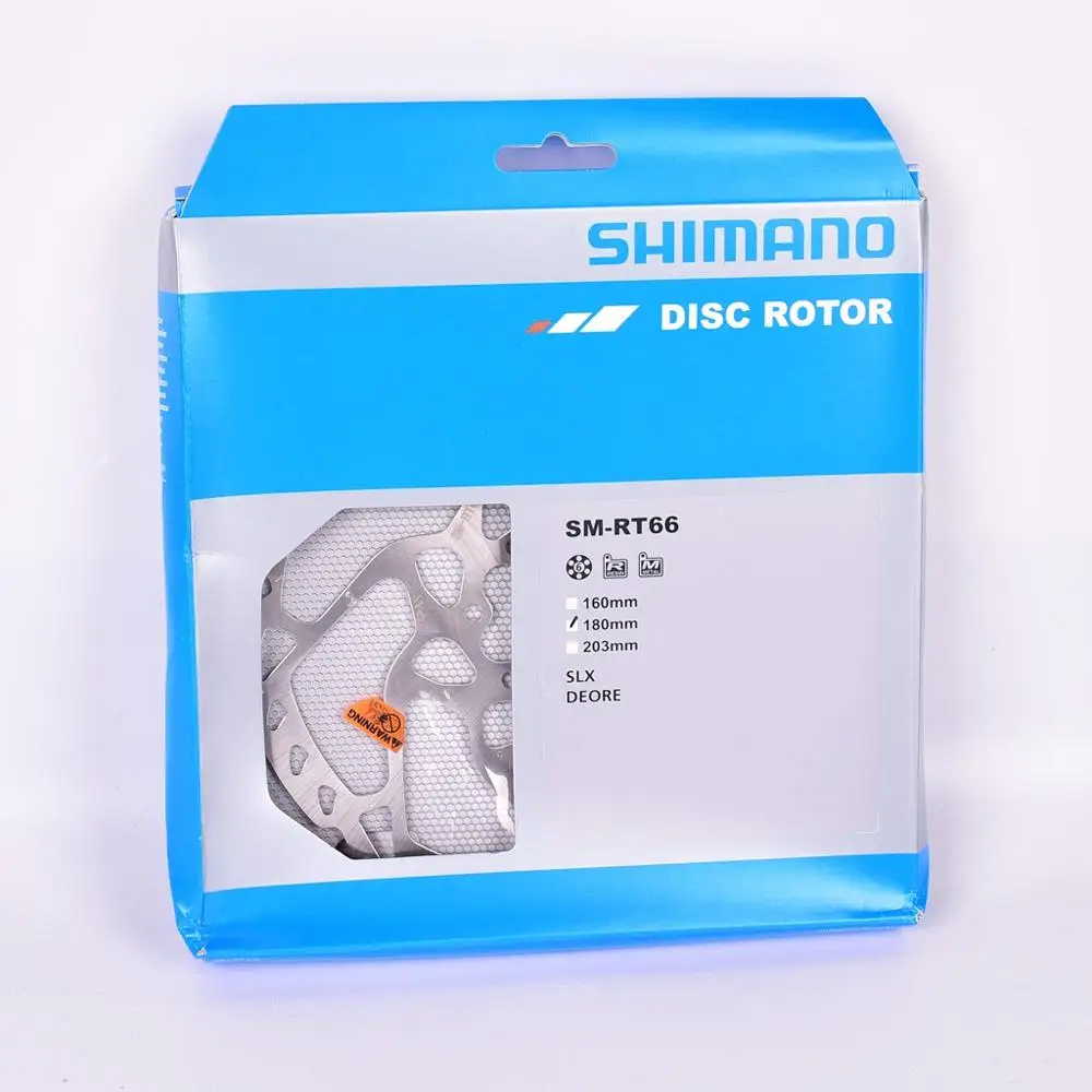 RT66 180MM SHIMANO SM-RT66 дисковый тормозной ротор 6 Болт 160 мм 180 мм 203 мм MTB горный велосипед Deore SLX RT66 велосипед дисковый ротор - Цвет: RT66 180MM
