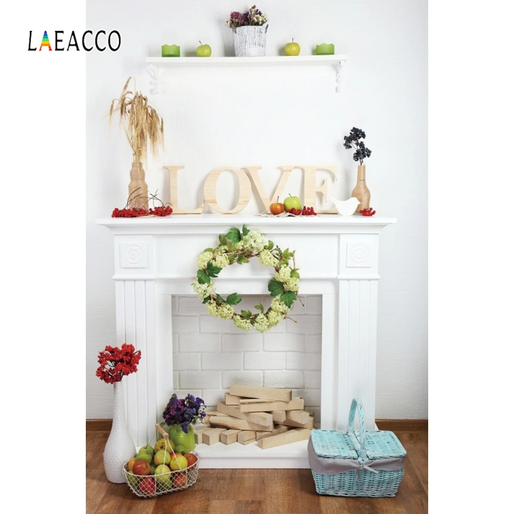 Laeacco фоны для фотосъемки с изображением белой стены камина вазы цветов