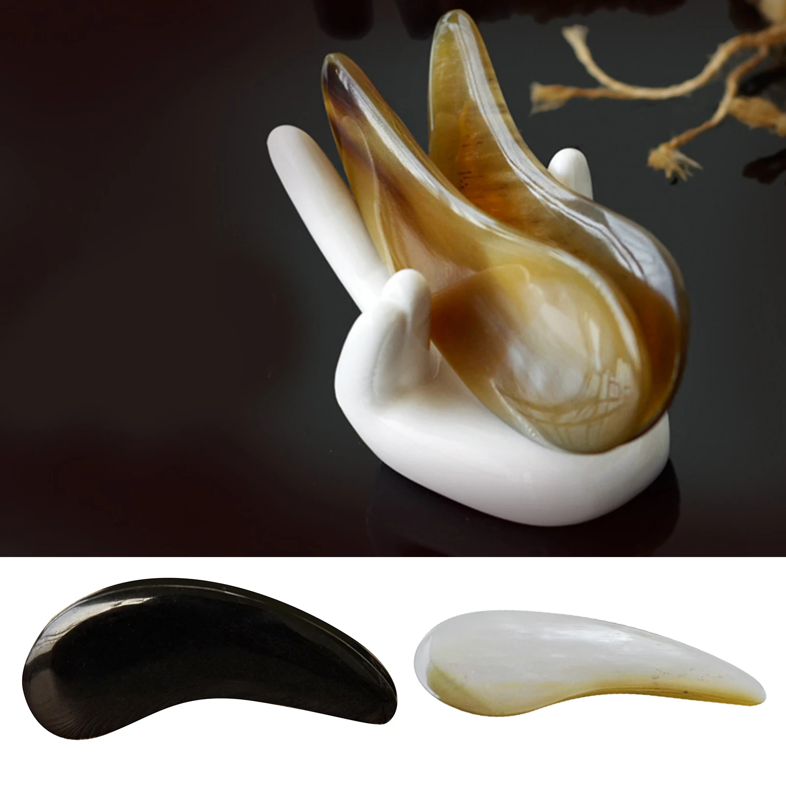 

Natural Yak Black Buffalo Horn Gua Sha Scraper Face Back Neck Massager Professional Body Care Tendon Facial Massager Beauty Tool