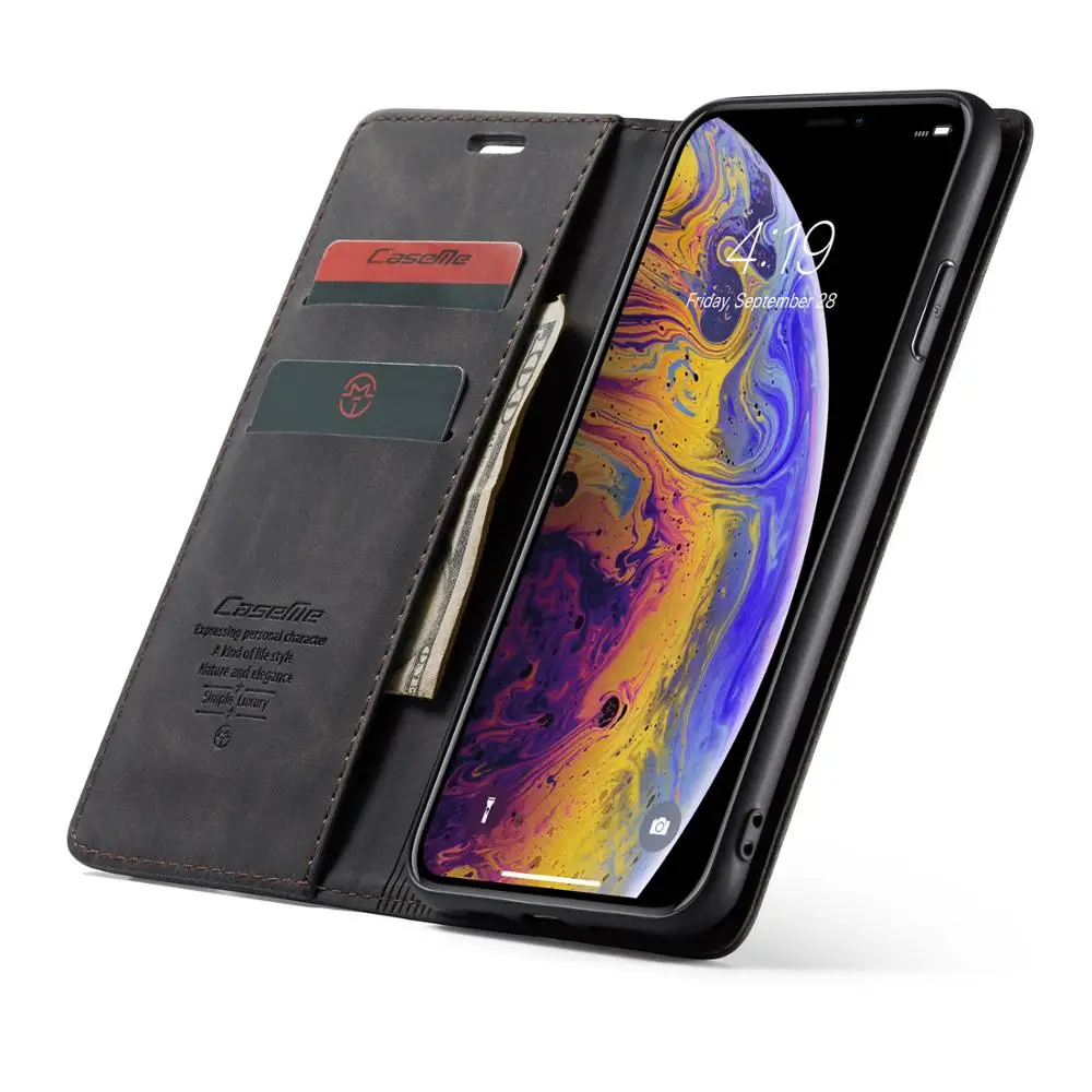 Для iPhone 11 Pro X Xr Xs Max ретро матовый PU кожаный флип чехол для 5 5S 6 7 8 Plus Магнитный