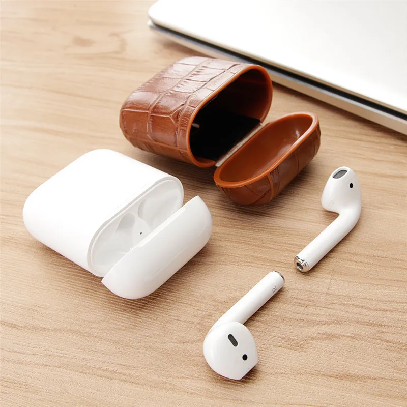 Сумка из натуральной кожи для apple airpod bluetooth беспроводной наушник чехол из крокодиловой кожи чехол для Air pod 1 2 Funda Чехол Коробка