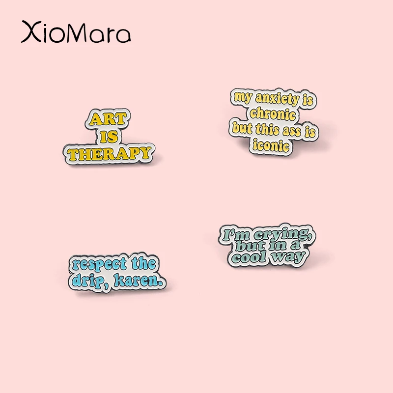 

Art Is Therapy Enamel Pin Custom Interesting Quotes Brooch Badge Lapel Clothes Pin Metal Jacket Hat Jewelry Gift For Best Friend