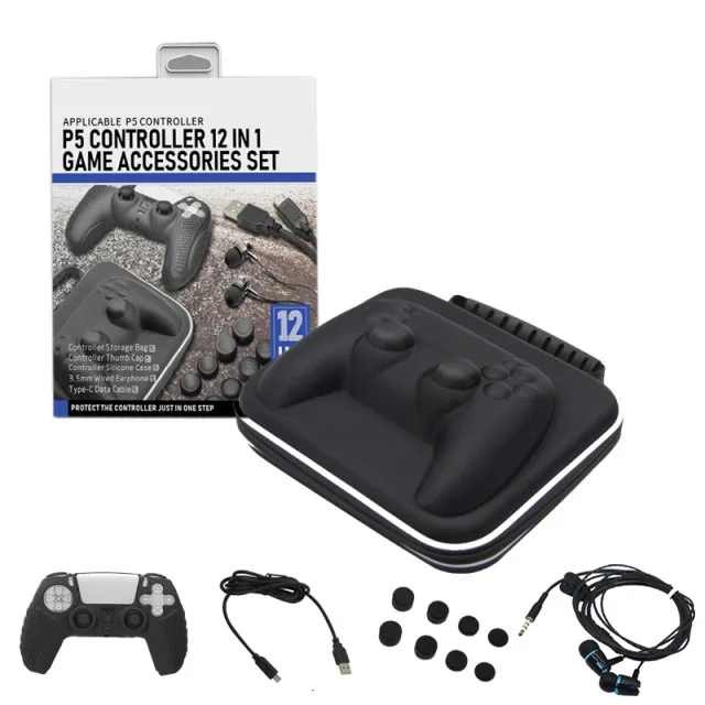 

12 in 1 PS5 Controller Accessory Set Case Thumb Caps Silicone Cover