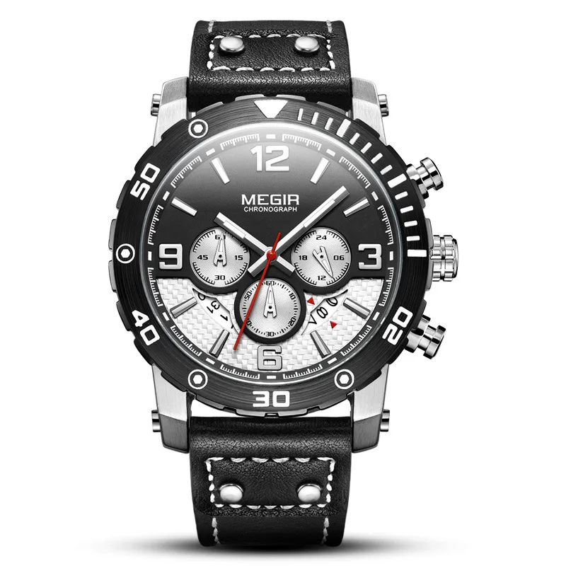 

MEGIR Chronograph Multifunction Quartz Luxury New Fashion Sports Business Men's Casual Three Needles Waterproof Watches 2084G