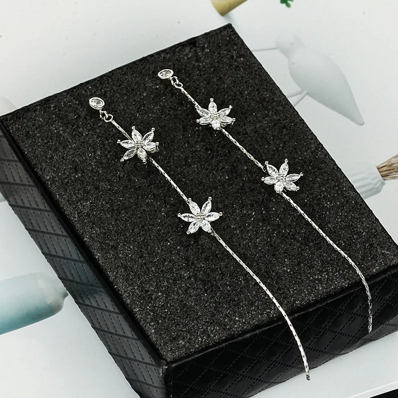 2021 Limited Star Earings Pendientes Brincos Version Of The New S925 Pure Earrings Personality Female Long-style Fringed Zircon | Украшения