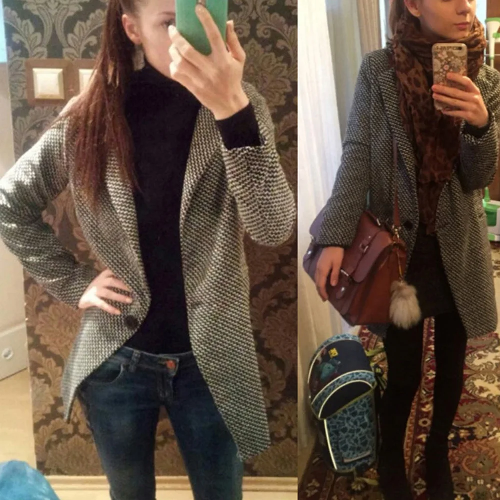 HOT!!!! Autumn Winter Women Solid Color Slim Fits Cardigan Warm Thicken Woolen Midi Coat warm woolen coat women long coat winter