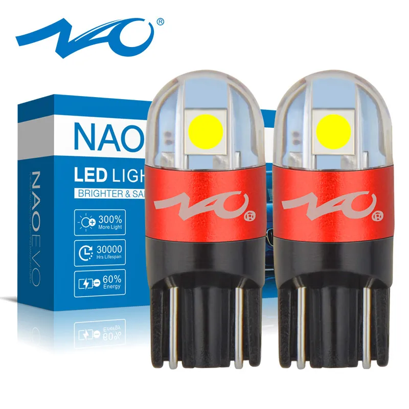 NAO T10 W5W светодиодный лампы 3030 SMD 168 194 автомобильные аксессуары Габаритные огни для чтения настольная лампа Авто дневные ходовые огни 12V Белый Янтарный Хрустальный синий и красный цвета двигатель