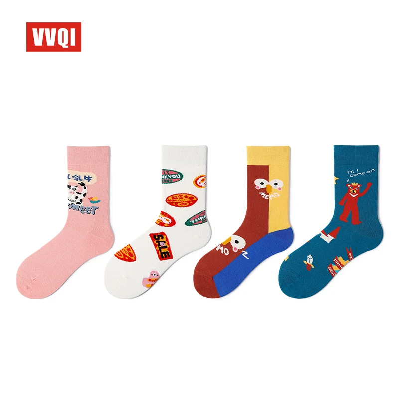 5 пар корейский стиль женские носки милые забавные мультяшные модели Харадзюку