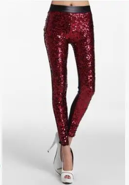 wine red color Новинка, сексуальные модные сценические Леггинсы для женщин, девушек, девушек, певиц, сумка, блестящие леггинсы с блестками, эластичные тонкие штаны ярких цветов - Цвет: wine red color