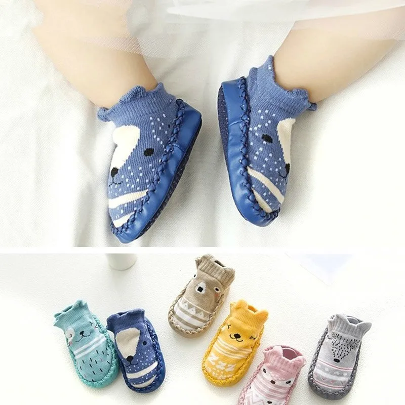 Нескользящие носки-мокасины для младенцев с мультяшным принтом | Мать и ребенок
