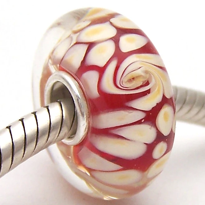 

JG1265 100% S925 Sterling Silver Beads Murano Glass beads Fit European Charms Bracelet charms diy jewelry Lampwork GlassBeads