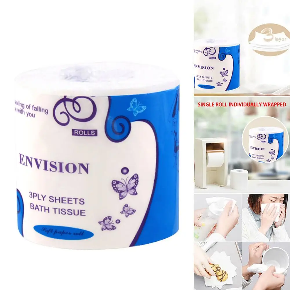 10 шт. рулон туалетной бумаги бамбуковое волокно для ванной комнаты 3 слойная