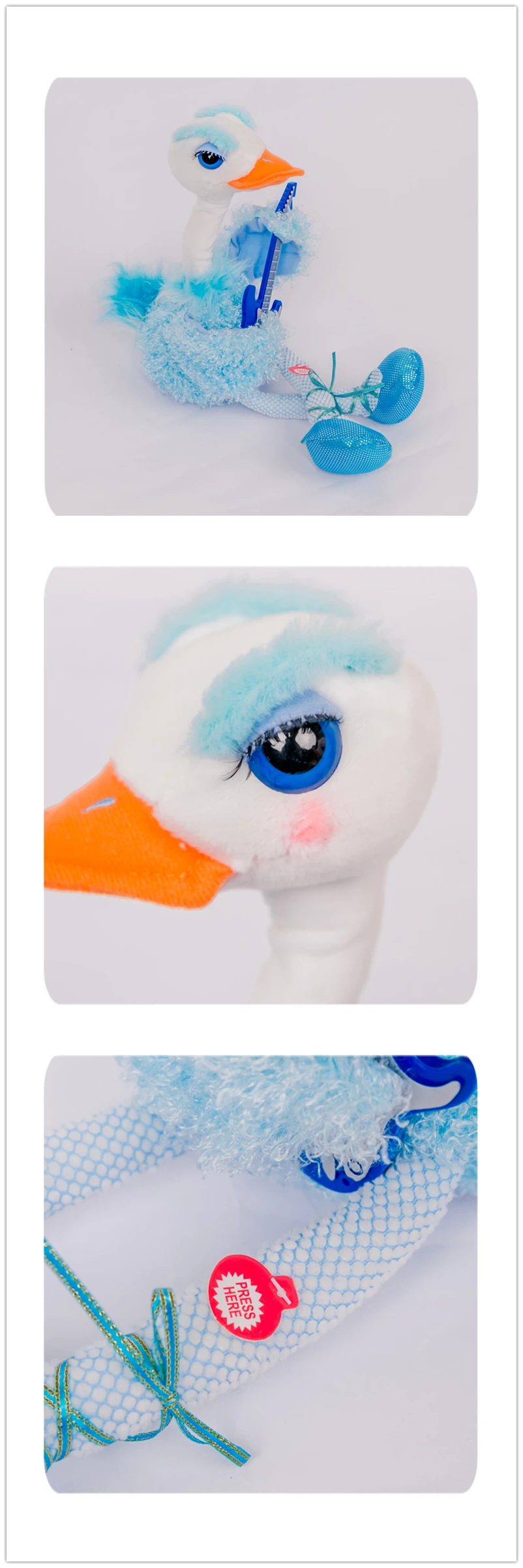 Cartoon ostrich enchanting bird Douyin flamingos force people to dance, sing, electric fluffy Xmas Gifts for Girls Kids Children