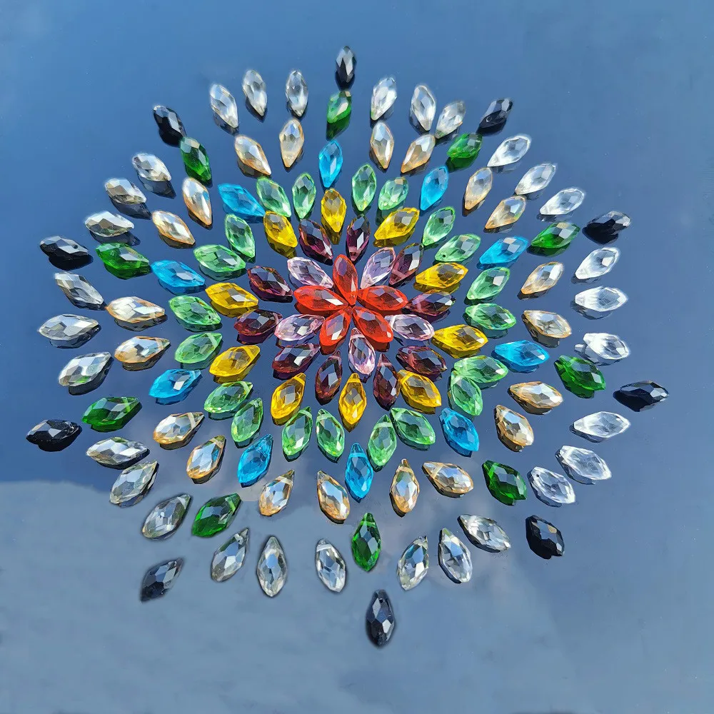 

Стеклянные бусины с гранями в виде капли, 50 шт., кристаллы для люстры, призмы, подвески с отверстием, аксессуары для изготовления ювелирных и...