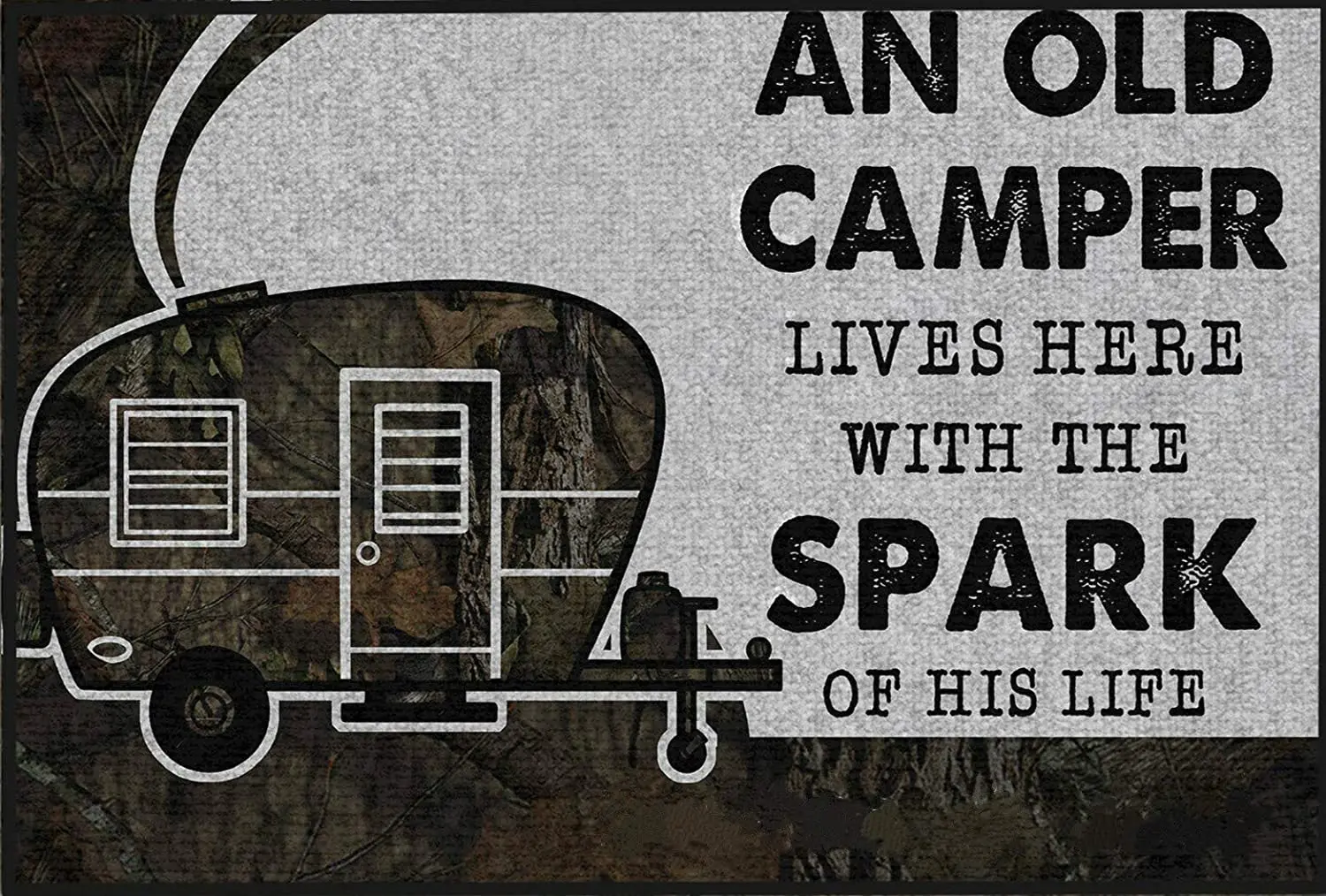 

Wall Decoration Farm Home Backyard Camping Metal Plate 12*8 Inch An Old Camper Lives Here With The Spark Tin Sign Metal Plaque