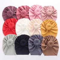12pclot newborn round knot bows baby headbands toddler dounts headbandribbed turban hats babes caps for girls hair accessories