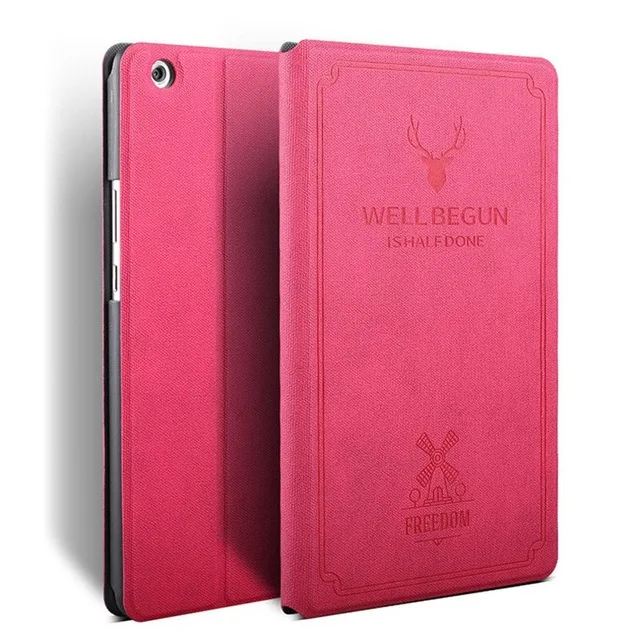 Розово-красный For Huawei MediaPad M5 Lite 10 BAH2-W19/L09/W09 Case Ultra Slim Retro Pu Leather Smart Stand Cover For Media Pad M5 Lite 10.1" - Цвет: Розово-красный