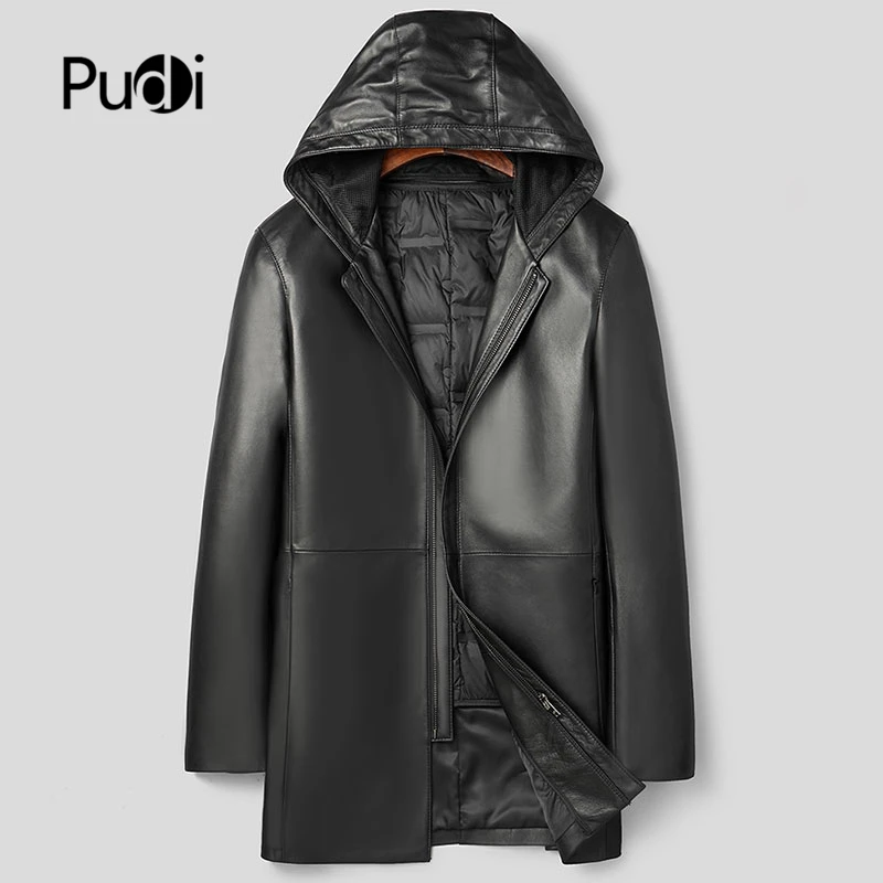 

Pudi MT146 Brand New Man Real SheepSkin Coat Jacket Genuine Sheep Leather Hooded Jackets Winter Warm Coats Outwear