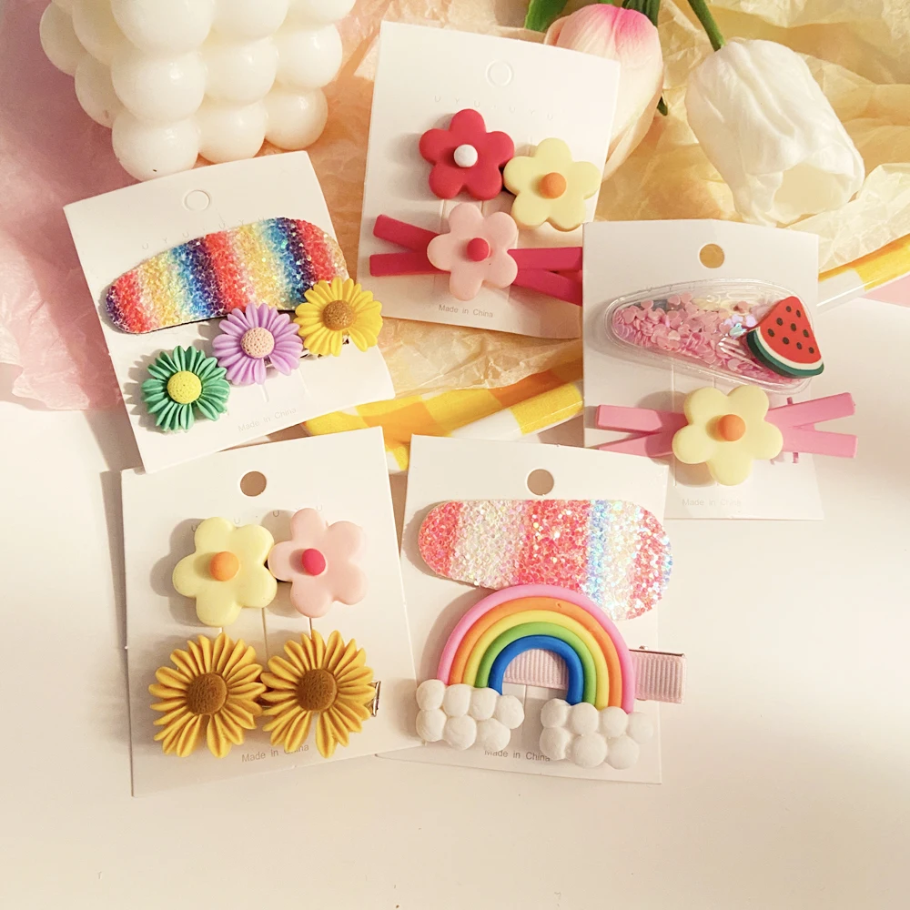 2 шт./компл. заколки для волос с милыми цветами модная детская заколка девочек и