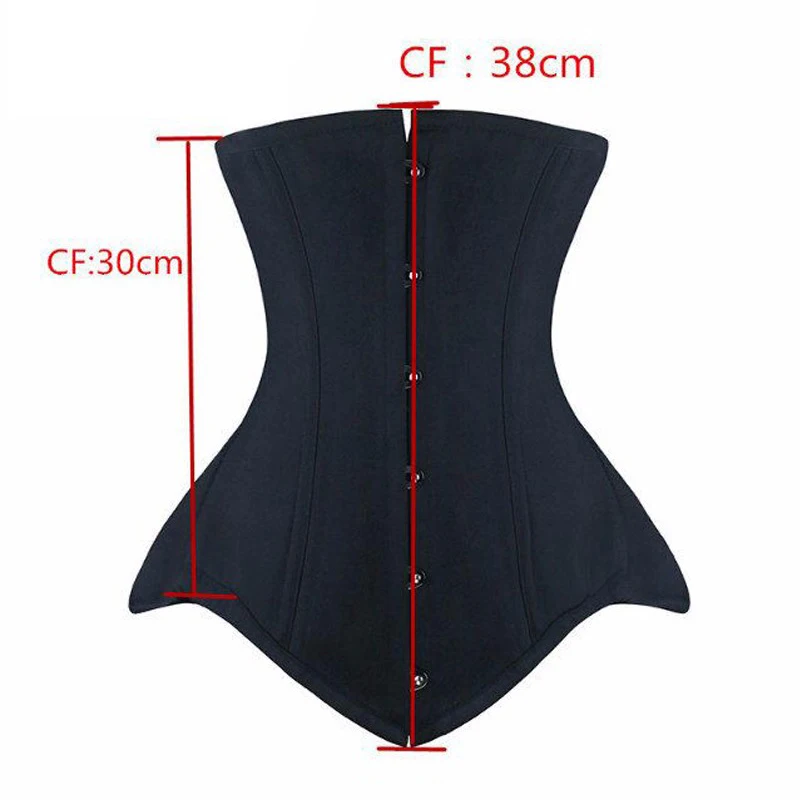 Burvogue Underbust Corset Bustier Steampunk Steel Boned Slim Waist Control Corset for Women Waist Trainer Corselet Plus Size