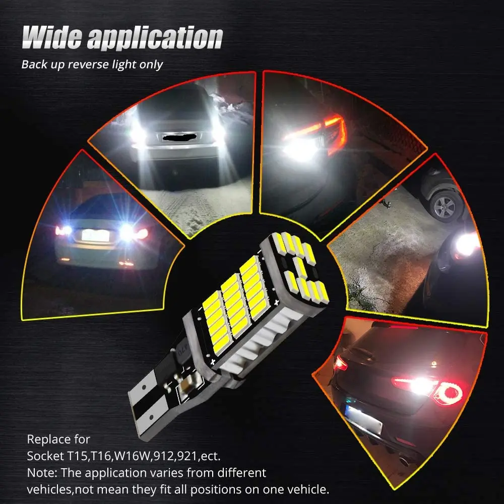 Светодиодные лампы T15 W16W 921 912 T16 902 высокой мощности 45 шт. суперъяркие лм сменные